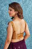 Wine Embroidered Lehenga with Mustard Yellow Blouse Festive Ethnic Wear