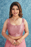 Elegant Pink Lehenga with Silver Embroidered Blouse and Dupatta