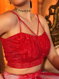Crimson Rose Tie-Dye Lehenga Set with Spaghetti Strap Blouse