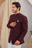 Men's Indian Ethnic Solid Mandarin Collar Bandhgala Jodhpuri Blazer Elegant Formal Wear