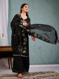 Indian Pakistani Elegant Black Georgette Embroidered Suit Ready To Wear Dress