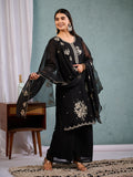 Indian Pakistani Elegant Black Georgette Embroidered Suit Ready To Wear Dress