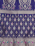 Navy Blue & Pink Banarasi Silk Lehenga Choli with Dupatta