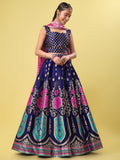 Blue & Magenta Banarasi Silk Lehenga Choli with Dupatta