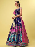Blue & Magenta Banarasi Silk Lehenga Choli with Dupatta