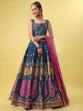 Teal Blue & Magenta Banarasi Silk Lehenga Choli with Dupatta