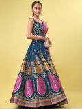 Teal Blue & Magenta Banarasi Silk Lehenga Choli with Dupatta