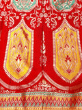 Red & Green Banarasi Silk Lehenga Choli with Dupatta