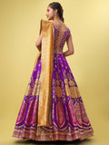 Purple & Yellow Banarasi Silk Lehenga Choli with Dupatta