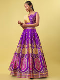 Purple & Yellow Banarasi Silk Lehenga Choli with Dupatta
