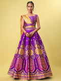 Purple & Yellow Banarasi Silk Lehenga Choli with Dupatta