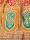 Yellow & Maroon Banarasi Silk Lehenga Choli with Dupatta