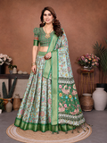 Light Green Banarasi Silk Half Saree Lehenga Choli, South Indian Langa Voni Set
