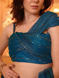 Teal Sapphire Pleated Lehenga Set