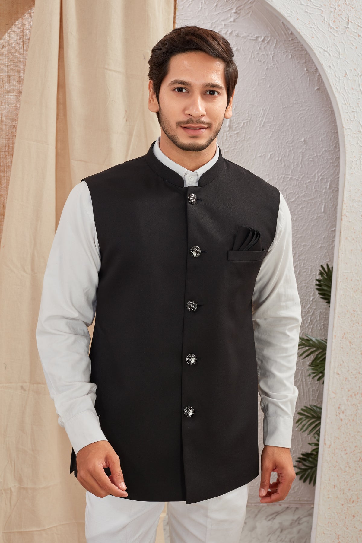 Men's Classic Solid Nehru Jacket Ethnic Waistcoat for Formal & Festive Wear