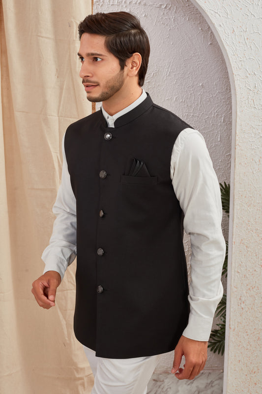 Men's Classic Solid Nehru Jacket Ethnic Waistcoat for Formal & Festive Wear