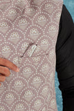 Indian Traditional Men's Jacquard Open Waistcoat Weddings & Festive Occasions Nehru Jacket