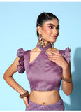 Purple Sequin Georgette Saree with Geometric Diamond Embroidery