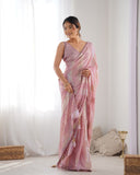 Onion Pink Sequin Saree Elegant Georgette Saree with Mirror Shine for Festive & Party Wear