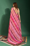 Blush Bloom Striped Georgette Saree with Mirror Work Border