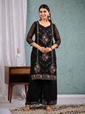 Indian Pakistani Elegant Black Georgette Embroidered Suit Ready To Wear Dress