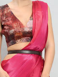 Pink Satin Silk Saree for Evening & Festive Ready to Wear Saree