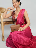 Pink Satin Silk Saree for Evening & Festive Ready to Wear Saree
