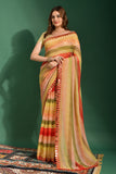 Sunset Radiance Striped Georgette Saree with Mirror Work Border