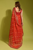 Royal Envy Maroon Saree with Gold Foil Buti & Lace Border