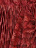 Rihana Scarlet Red Drape Skirt Set with Cape Sleeves