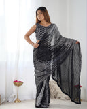 Silver & Black Designer Sequin Saree – Elegant Evening Partywear