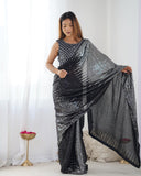 Silver & Black Designer Sequin Saree – Elegant Evening Partywear