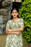 Vintage Floral Smocked Maxi Dress with Ruffle Hem – Sage Bloom Edition