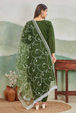 Elegant Olive Green Embroidered Straight Suit Set with Dupatta