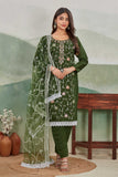 Elegant Olive Green Embroidered Straight Suit Set with Dupatta