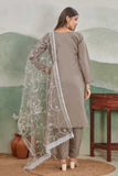 Taupe Embroidered Salwar Suit with Net Dupatt