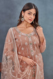 Dusty Rose Embroidered Salwar Suit with Net Dupatta