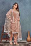 Dusty Rose Embroidered Salwar Suit with Net Dupatta