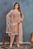 Dusty Rose Embroidered Salwar Suit with Net Dupatta
