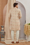 Men's Indian Designer Wedding Festive Wear Asymmetric Sherwani with White Churidar Pants