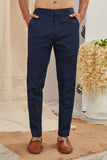 Men's Indian Designer Wedding Festive Wear Asymmetric Sherwani with Navy Blue Churidar Pants