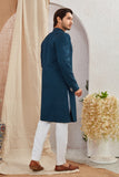 Men's Indian Designer Wedding Festive Wear Asymmetric Sherwani with White Churidar Pants