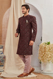 Men's Indian Designer Wedding Festive Wear Asymmetric Sherwani with White Churidar Pants