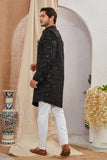 Men's Indian Designer Wedding Festive Wear Asymmetric Sherwani with White Churidar Pants
