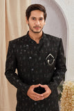 Men's Indian Designer Wedding Festive Wear Asymmetric Sherwani with White Churidar Pants