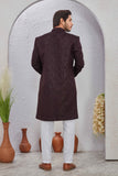 Men's Indian Designer Wedding Festive Wear Asymmetric Sherwani with White Churidar Pants