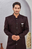 Men's Indian Designer Wedding Festive Wear Asymmetric Sherwani with White Churidar Pants