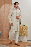 Men's Indian Designer Wedding Festive Wear Asymmetric Sherwani with White Churidar Pants