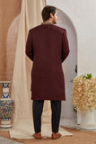 Men's Indian Designer Wedding Festive Wear Asymmetric Sherwani with Black Churidar Pants