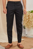 Men's Indian Designer Wedding Festive Wear Asymmetric Sherwani with Black Churidar Pants